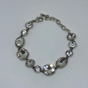Silver Crystal Link Bracelet - Clear Stones